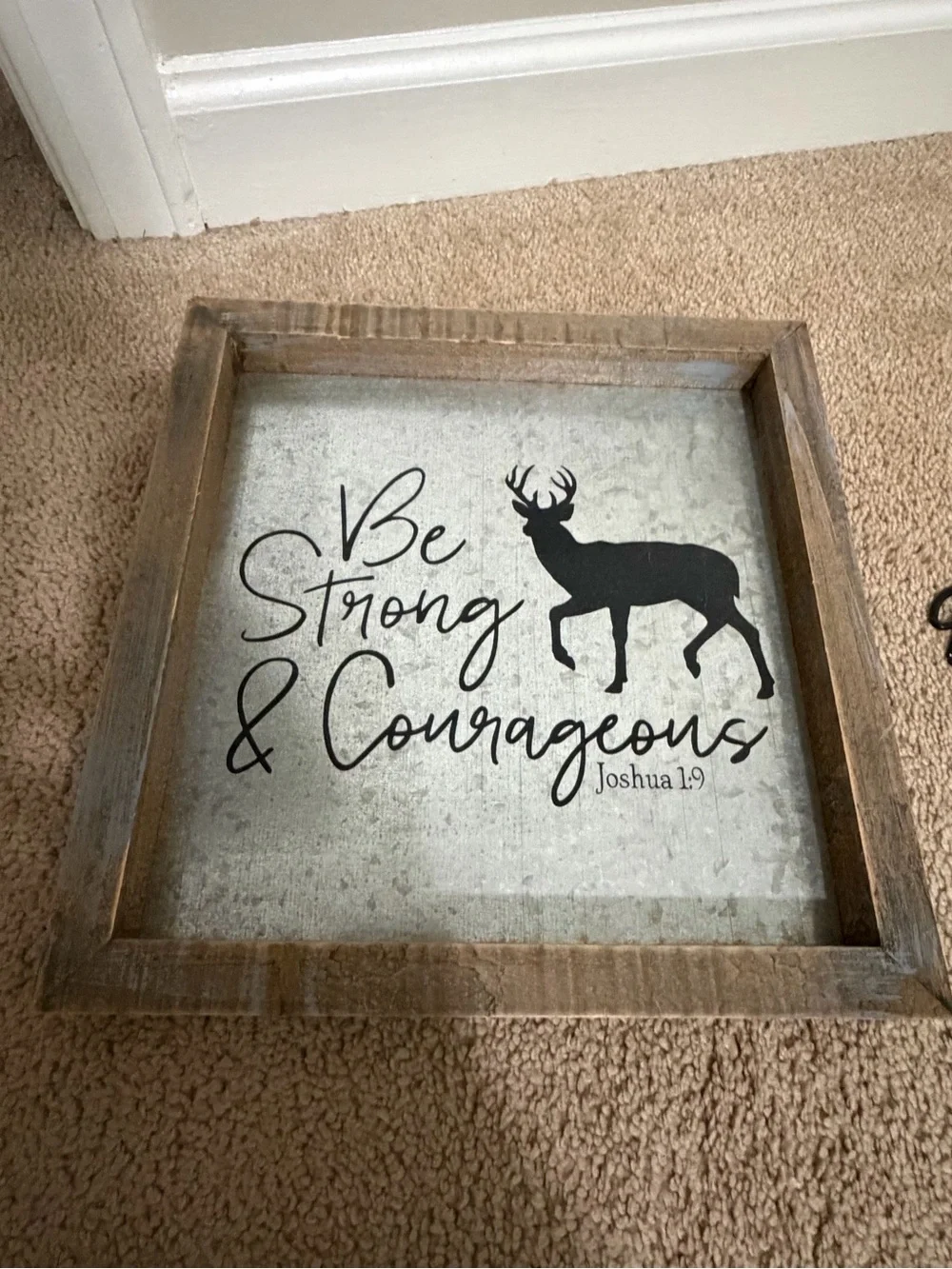 Be Strong & Courageous Wall Tray - Deer Silhouette